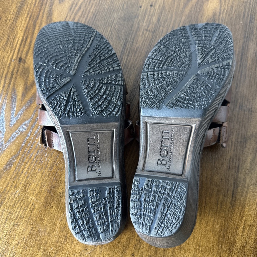Born LOLO Slide Sandals Brown Distressed Leather Slip-on B89426 US Size 7 EUC - Picture 8 of 8
